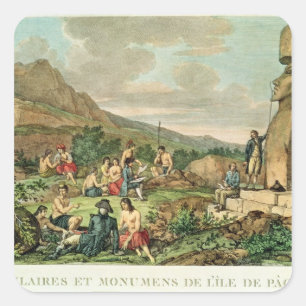 Inselbewohner und Monumente von Osterinsel Quadratischer Aufkleber