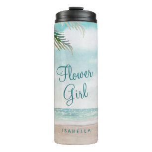 Inselbrise Gemalte Strandszene Blumenmädchen Thermosbecher