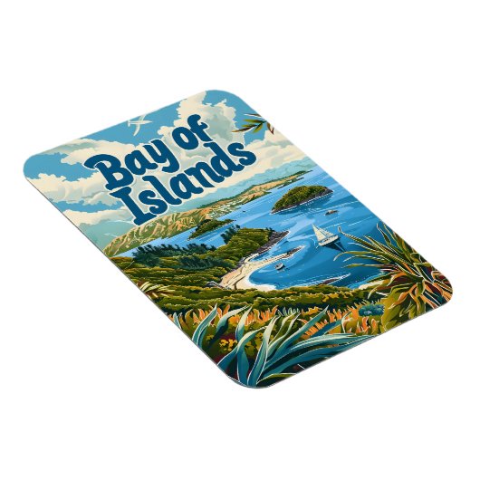 Inselbucht Neuseeland Vintag Magnet (Rechte Seite)