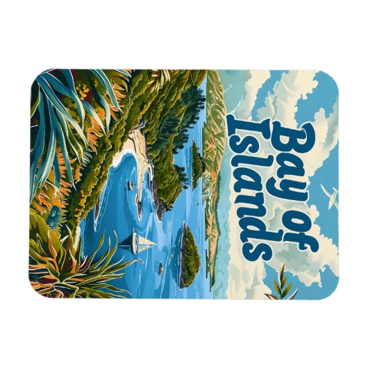 Inselbucht Neuseeland Vintag Magnet (Horizontal)
