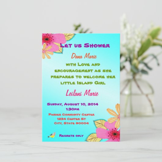 Inseldusche Einladung (Stehend Vorderseite)