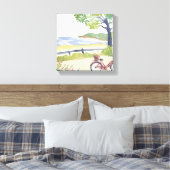 Inselfahrrad | Martha's Vineyard Watercolor Leinwanddruck (Insitu (Schlafzimmer))