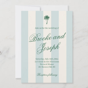 Inselhawaii-Palm-Streifen-Cabana-Strand Retro-blau Einladung