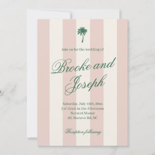 Inselhawaii-Palm-Streifen-Cabana-Strand Retro-Rosé Einladung