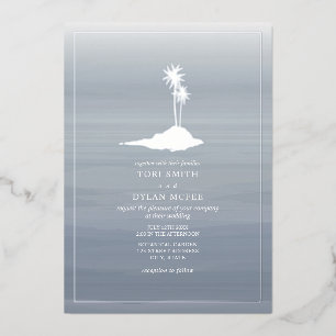 Inselhochzeit Chambray Aquarell Folieneinladung