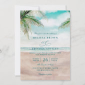 Inselluft Sandstrand Eleganter QR-Code Hochzeit Einladung (Vorderseite)
