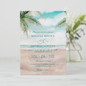 Inselluft Sandstrand Eleganter QR-Code Hochzeit Einladung (Stehend Vorderseite)