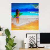 Inselmädchen surft hoch poster (Heimbüro)