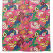 Inseln blühen und Früchte auf Fuchsia Duschvorhang (Vorderseite)