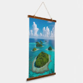 "Inseln der Ruhe: Tropisches Archipel Wandteppich Mit Holzrahmen (Gewinkelt)