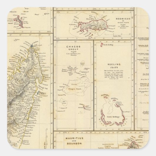Inseln des Indischen Ozeans Quadratischer Aufkleber (Vorderseite)
