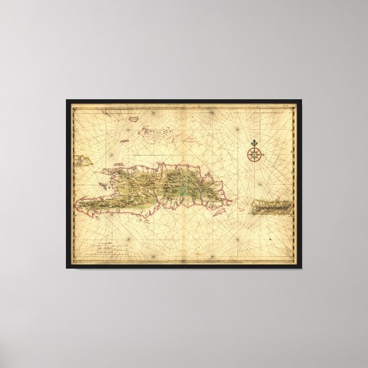 Inseln Hispaniola und Puerto Rico Karte (1639) Leinwanddruck (Vorderseite)