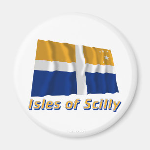 Inseln Scilly wellenartig bewegender Flagge mit Magnet