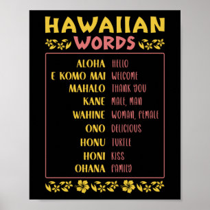 Inseln Vintage-Souvenir Hawaiianische Wörter Poster