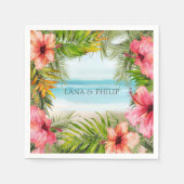 Inselparadies | Tropische Blume und Palmen Serviette (Vorderseite)