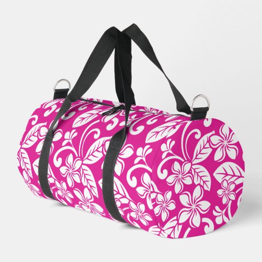INSELPLUMERIA-MUSTER IN HOT PINK DUFFLE BAG (Linke Seite)