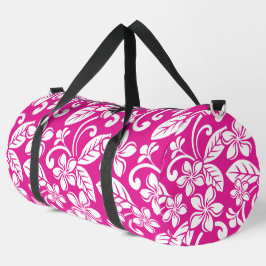 INSELPLUMERIA-MUSTER IN HOT PINK DUFFLE BAG