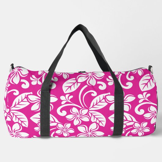 INSELPLUMERIA-MUSTER IN HOT PINK DUFFLE BAG (Vorderseite)