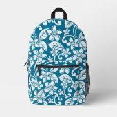 INSELPLUMERIA-MUSTER IN KARIBISCHE BLAUE BEDRUCKTER RUCKSACK (Vorderseite)