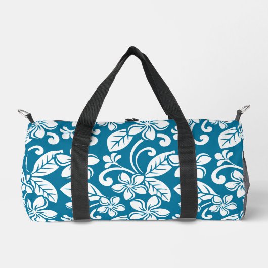 INSELPLUMERIA-MUSTER IN KARIBISCHE BLAUE DUFFLE BAG (Vorderseite)