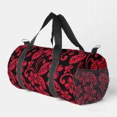 INSELPLUMERIA-MUSTER IN SCHWARZ/ROT DUFFLE BAG (Rechte Ecke)