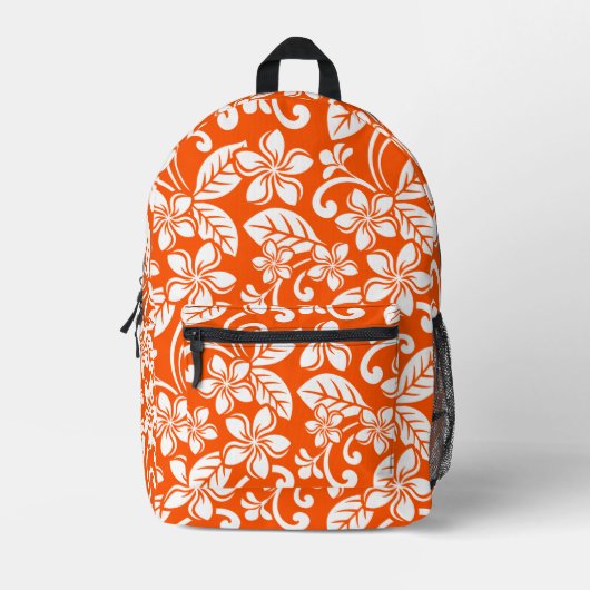 INSELPLUMERIA-MUSTER IN SEHR ORANGE BEDRUCKTER RUCKSACK (Vorderseite)