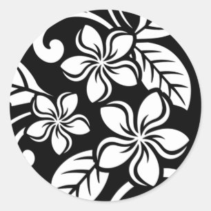 INSELPLUMERIA (SCHWARZ) CLASSIC ROUND STICKER