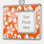INSELPLUMERIA (SEHR ORANGE) Rahmen-Ornament SILBER (Links)