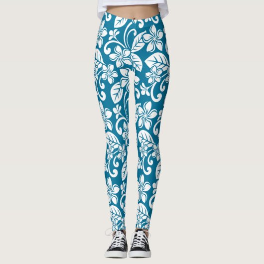 INSELPLUMERIE (KARIBISCHE BLAU) Leggings (Vorderseite)