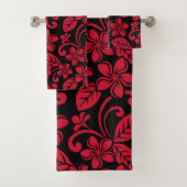 INSELPLUMERIE (SCHWARZ/ROT) BAD TOWEL SET (Insitu)