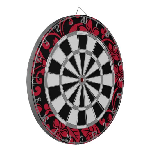 INSELPLUMERIE (SCHWARZ/ROT) DARTSCHEIBE (Vorderseite Links)