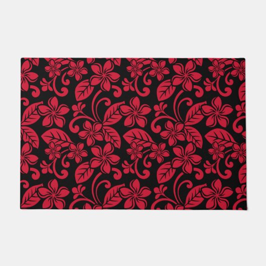 INSELPLUMERIE (SCHWARZ/ROT) FUßMATTE (Vorderseite)