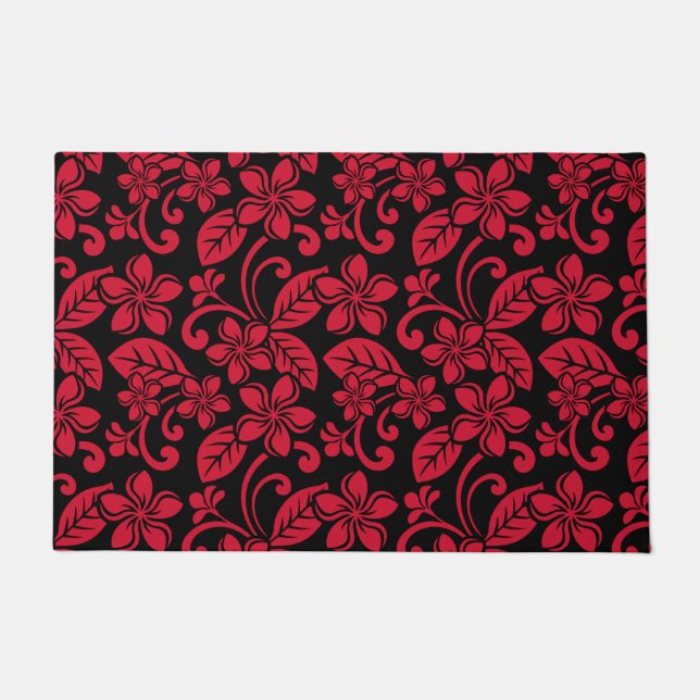 INSELPLUMERIE (SCHWARZ/ROT) FUßMATTE (Vorderseite)