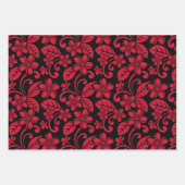 INSELPLUMERIE (SCHWARZ/ROT) GESCHENKPAPIER SET (Vorderseite 2)