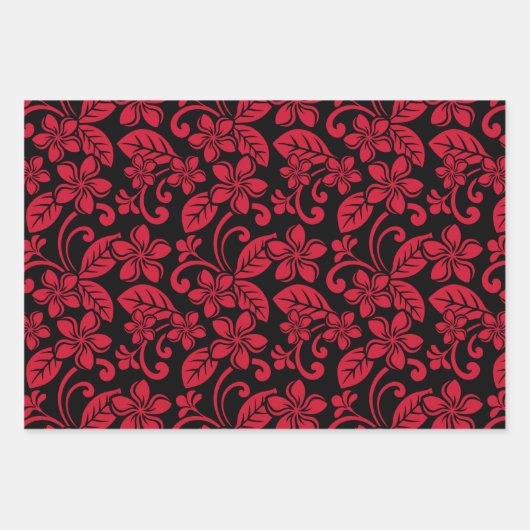 INSELPLUMERIE (SCHWARZ/ROT) GESCHENKPAPIER SET (Vorderseite 2)