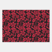 INSELPLUMERIE (SCHWARZ/ROT) GESCHENKPAPIER SET (Vorderseite)