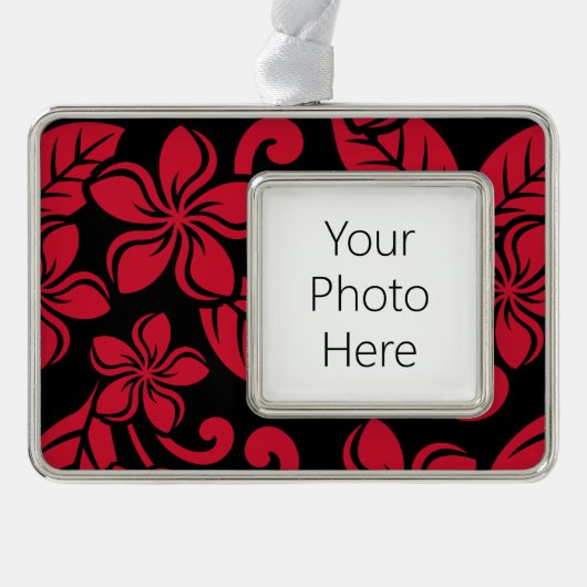 INSELPLUMERIE (SCHWARZ/ROT) Rahmen-Ornament SILBER (Vorderseite)