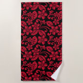 INSELPLUMERIE (SCHWARZ/ROT) STRANDTUCH (Vorderseite)