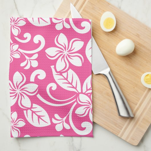 INSELPLUMERIE (WATERMELONPINK) GESCHIRRTUCH (Viertel Falte)