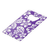 INSELPLUMERIEN (LILA) GELDBEUTEL FLASCHENÖFFNER (Vorderseite Schrägansicht)