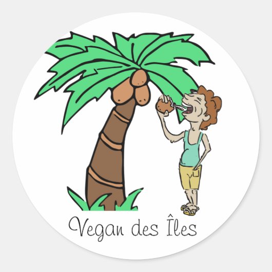 Inselsticker Vegan Runder Aufkleber (Vorderseite)