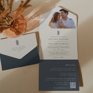 Inselvintage-Ananas-Foto-Hochzeit All In One Einladung