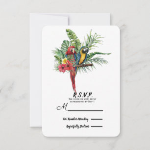 Inselvögel Tropische Blumen Hochzeit RSVP Karte