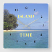 INSELZEIT/SEE- UND SAND-Acrylmauer-Uhr Quadratische Wanduhr (Vorderseite)