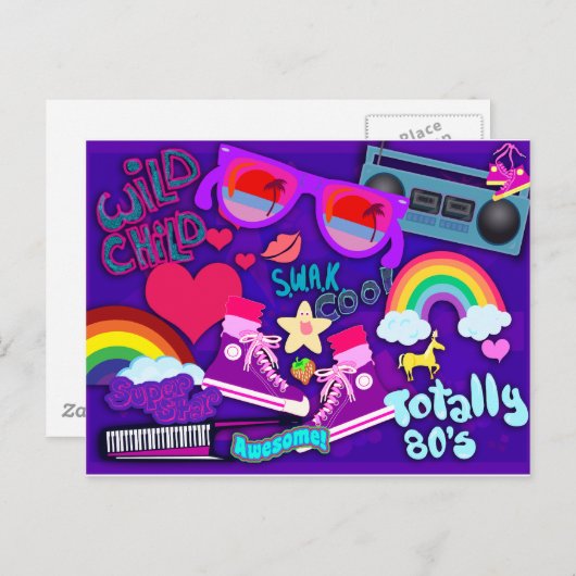 Insgesamt achtzig Lila Collage Postkarte (Vorne/Hinten)