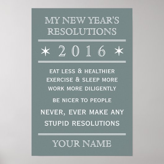 Insgesamt anpassbares New Year's Resolution Poster (Vorne)