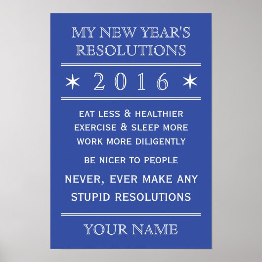 Insgesamt anpassbares New Year's Resolution Poster (Vorne)
