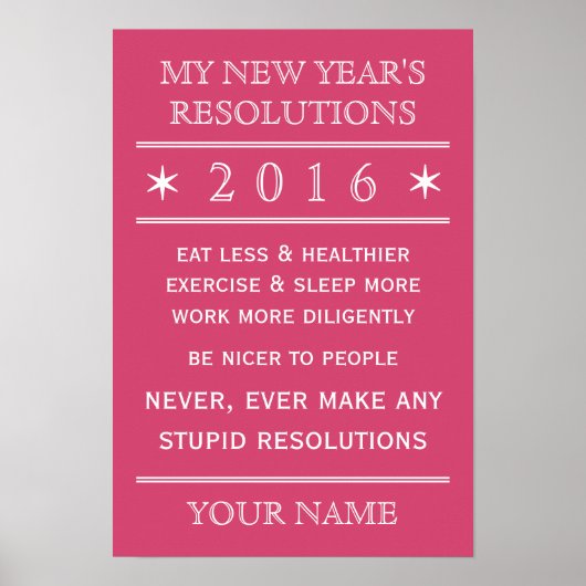 Insgesamt anpassbares New Year's Resolution Poster (Vorne)