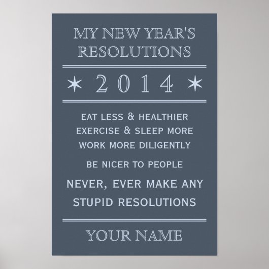 Insgesamt anpassbares New Year's Resolution Poster (Vorne)