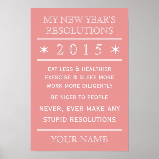 Insgesamt anpassbares New Year's Resolution Poster (Vorne)